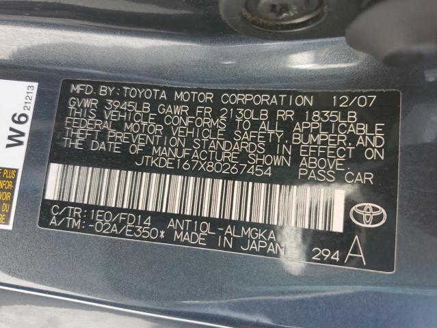 JTKDE167X80267454 - 2008 TOYOTA SCION TC 石墨色 照片 12