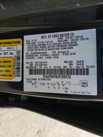 3FA6P0D98JR188420 - 2018 FORD FUSION TITANIUM/PLATINUM GRAY photo 12