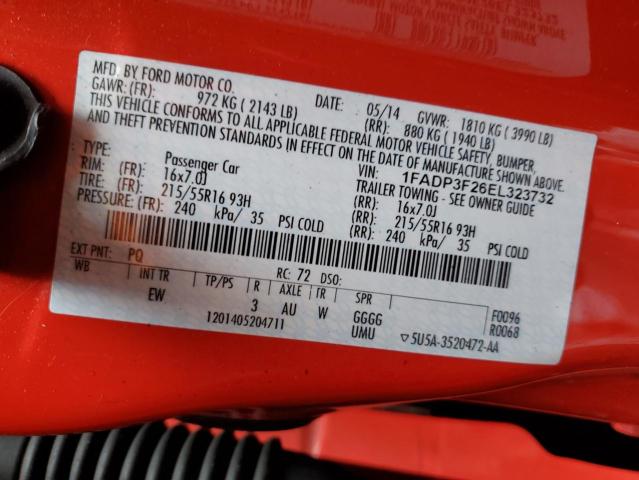 1FADP3F26EL323732 - 2014 FORD FOCUS SE RED photo 12