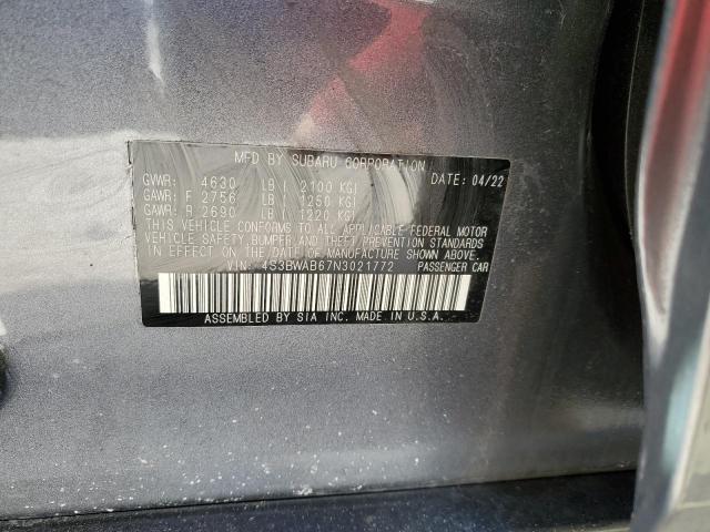 4S3BWAB67N3021772 - 2022 SUBARU LEGACY GRAY photo 13