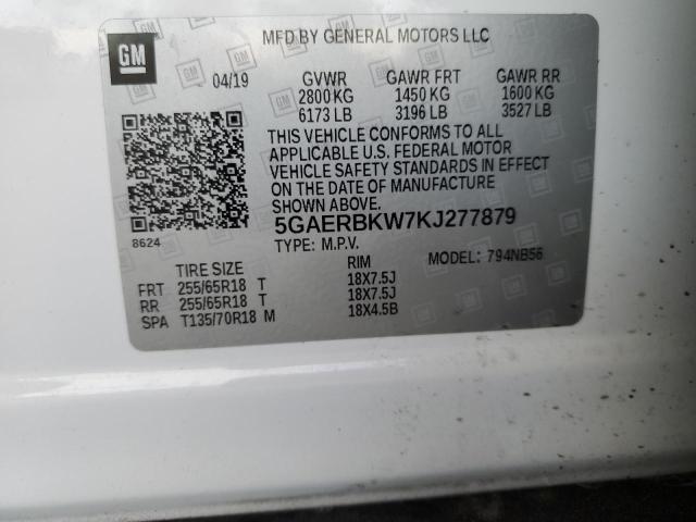 5GAERBKW7KJ277879 - 2019 BUICK ENCLAVE ESSENCE 白色 照片 12