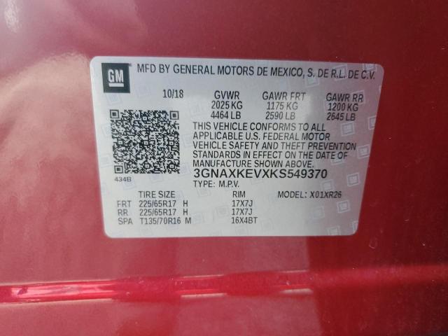 3GNAXKEVXKS549370 - 2019 CHEVROLET EQUINOX LT RED photo 14