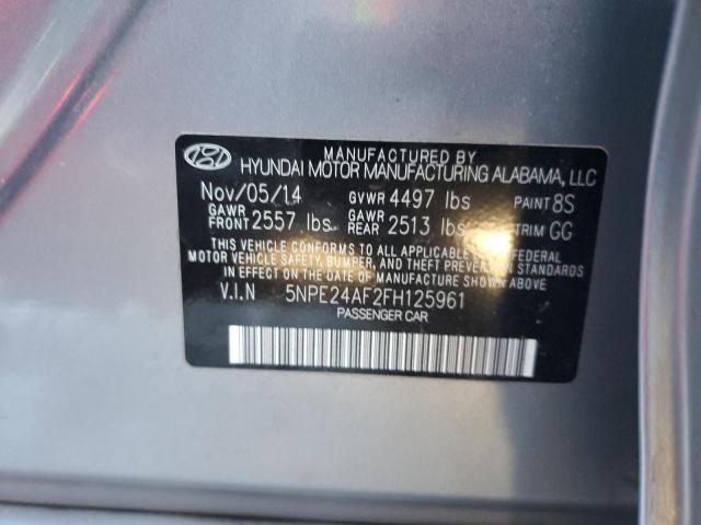 5NPE24AF2FH125961 - 2015 HYUNDAI SONATA SE GRAY photo 12