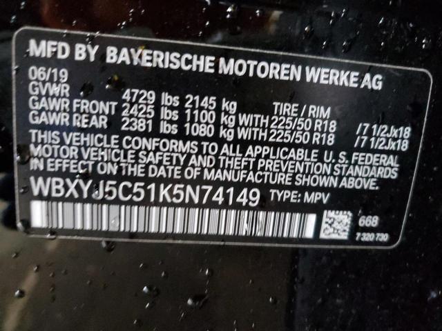 WBXYJ5C51K5N74149 - 2019 BMW X2 XDRIVE28I BLACK photo 12