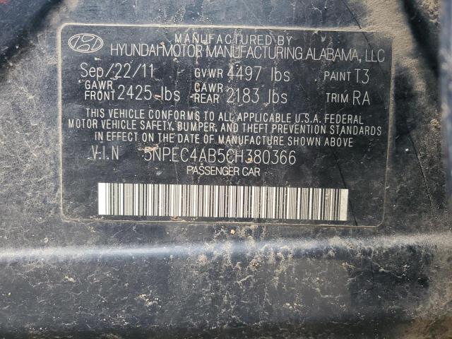 5NPEC4AB5CH380366 - 2012 HYUNDAI SONATA SE BLUE photo 12