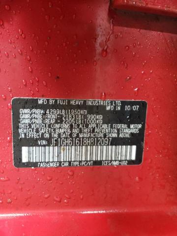 JF1GH61618H812097 - 2008 SUBARU IMPREZA 2.5I RED photo 12