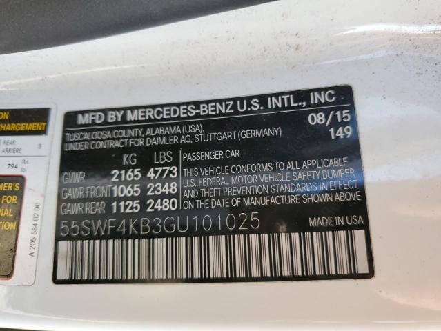 55SWF4KB3GU101025 - 2016 MERCEDES-BENZ C 300 4MATIC WHITE photo 12