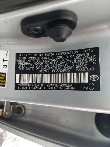 JTDZN3EU8D3204975 - 2013 TOYOTA PRIUS V SILVER photo 12