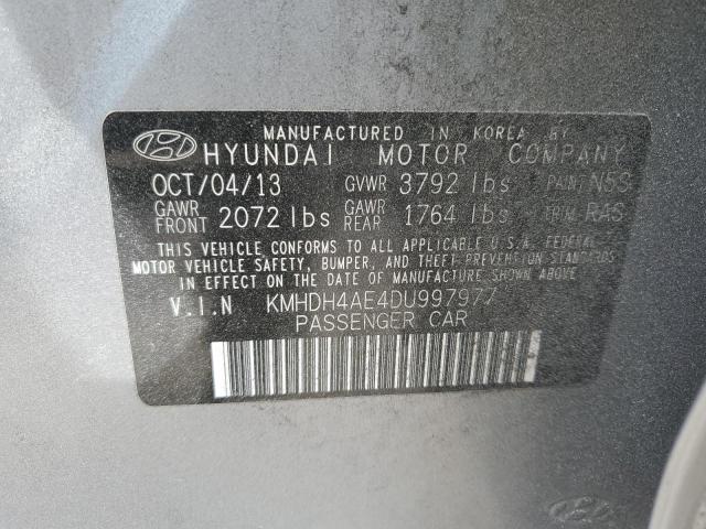 KMHDH4AE4DU997977 - 2013 HYUNDAI ELANTRA GLS GRAY photo 12