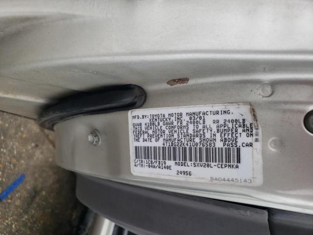 4T1BG22K41U076583 - 2001 TOYOTA CAMRY CE SILVER photo 12