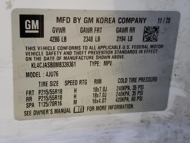 KL4CJASB0MB339361 - 2021 BUICK ENCORE PREFERRED WHITE photo 14