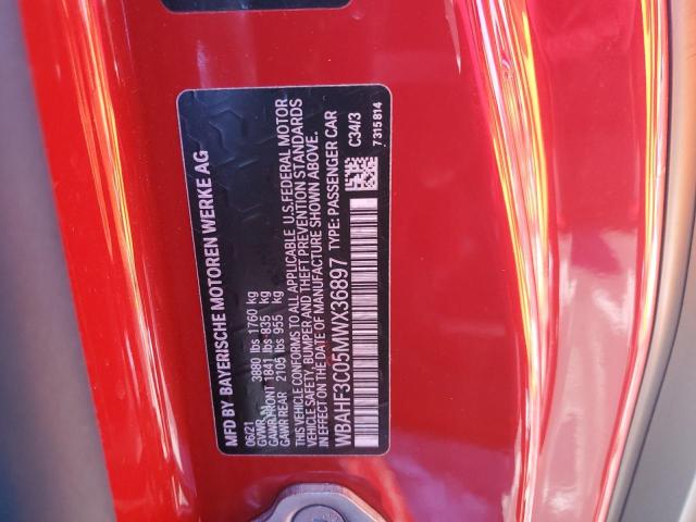 WBAHF3C05MWX36897 - 2021 BMW Z4 SDRIVE30I Կարմիր լուսանկար 12