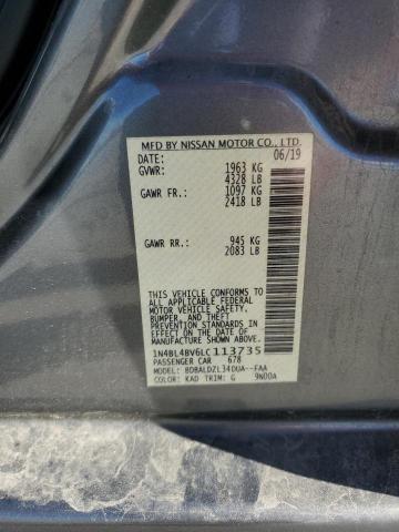 1N4BL4BV6LC113735 - 2020 NISSAN ALTIMA S GRAY photo 12