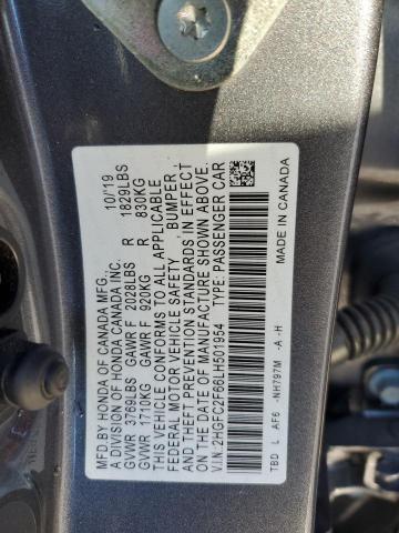 2HGFC2F66LH501954 - 2020 HONDA CIVIC LX GRAY photo 13