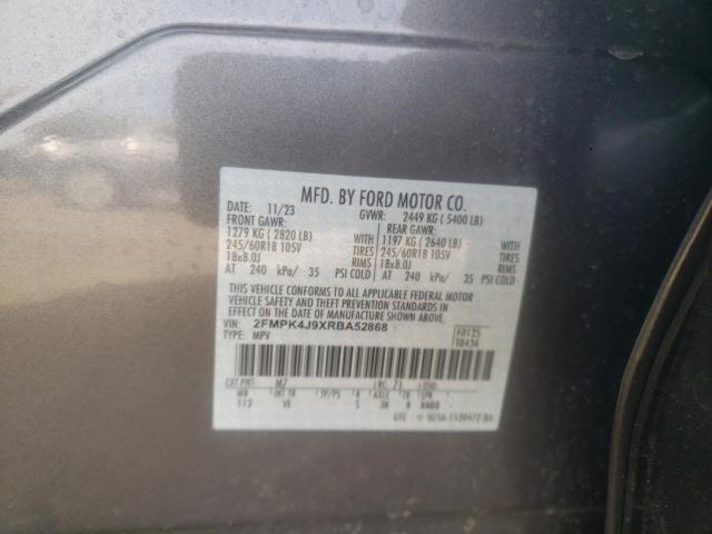 2FMPK4J9XRBA52868 - 2024 FORD EDGE SEL GRAY photo 12