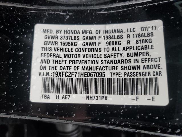 19XFC2F71HE067095 - 2017 HONDA CIVIC EX BLACK photo 12