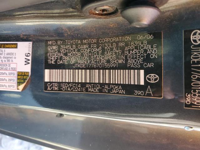 JTKDE177670155991 - 2007 TOYOTA SCION GRAY photo 12