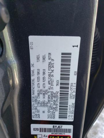 5TFRY5F13MX289742 - 2021 TOYOTA TUNDRA DOUBLE CAB SR/SR5 GRAY photo 12