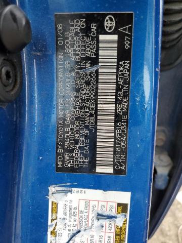 JTDBL40EX99022664 - 2009 TOYOTA COROLLA BASE BLUE photo 12