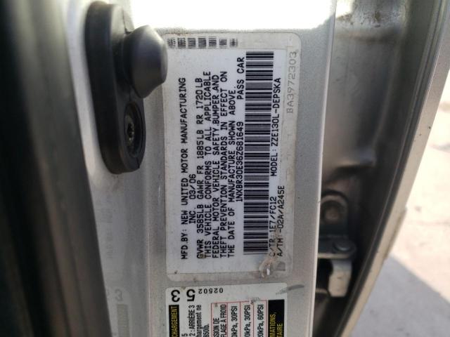 1NXBR30E36Z681649 - 2006 TOYOTA COROLLA CE SILVER photo 12