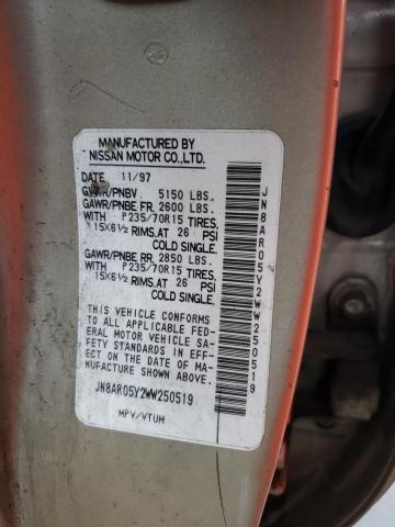 JN8AR05Y2WW250519 - 1998 NISSAN PATHFINDER LE ბეჟი ფოტო 13