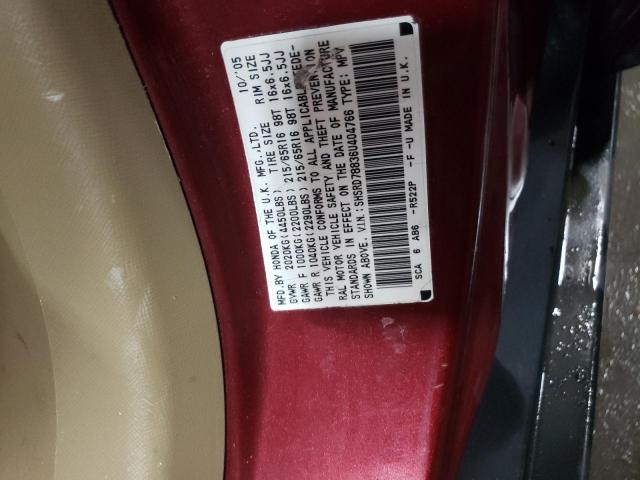 SHSRD78836U404766 - 2006 HONDA CR-V EX BURGUNDY photo 13