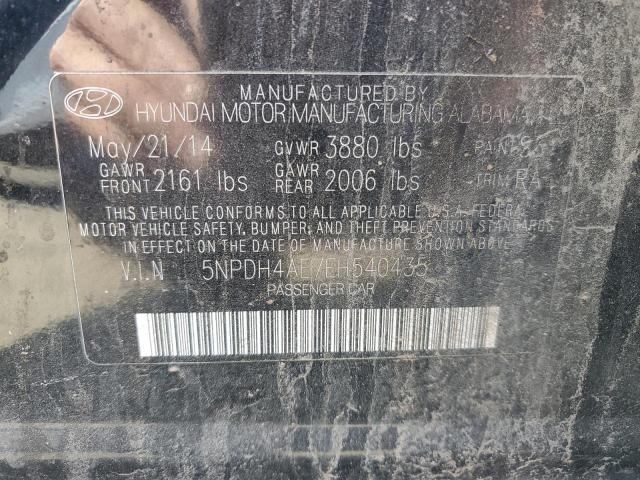 5NPDH4AE7EH540435 - 2014 HYUNDAI ELANTRA SE BLACK photo 12