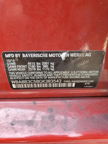 WBA8B3C58GK383543 - 2016 BMW 340 I RED photo 12