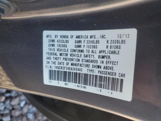 1HGCR2F34EA045946 - 2014 HONDA ACCORD LX GRAY photo 12