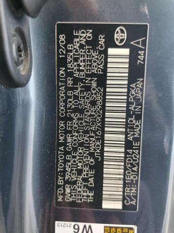 JTKDE167X90298852 - 2009 TOYOTA SCION TC გრაფიტი ფოტო 12