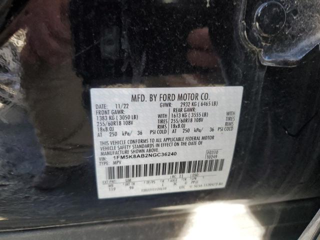 1FM5K8AB2NGC36240 - 2022 FORD EXPLORER POLICE INTERCEPTOR Qara foto 12