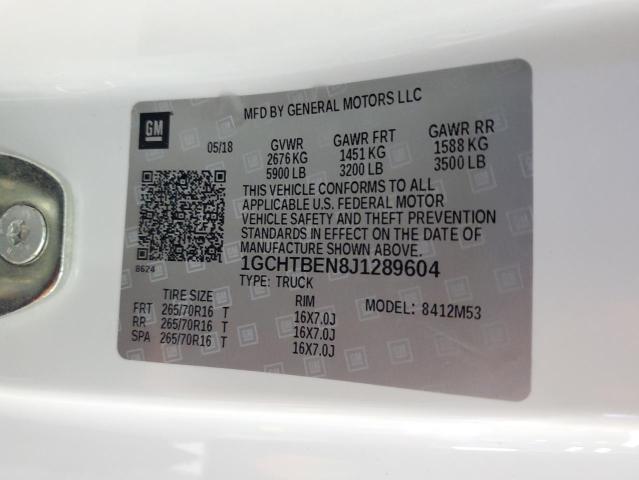 1GCHTBEN8J1289604 - 2018 CHEVROLET COLORADO WHITE photo 13