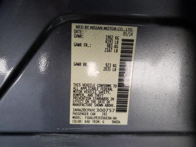 1N4AZ0CPXFC300757 - 2015 NISSAN LEAF S GRAY photo 12