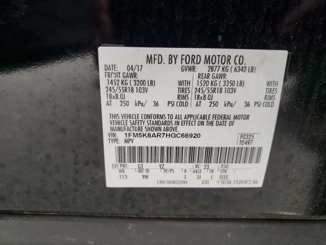 1FM5K8AR7HGC66920 - 2017 FORD EXPLORER POLICE INTERCEPTOR BLACK photo 10