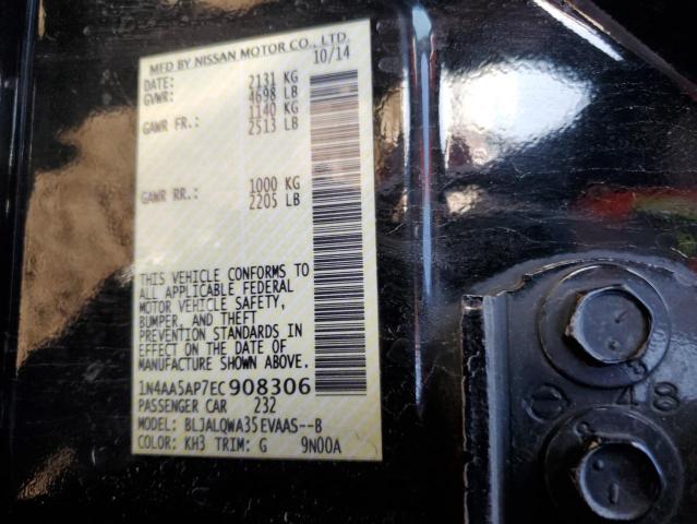 1N4AA5AP7EC908306 - 2014 NISSAN MAXIMA S BLACK photo 12