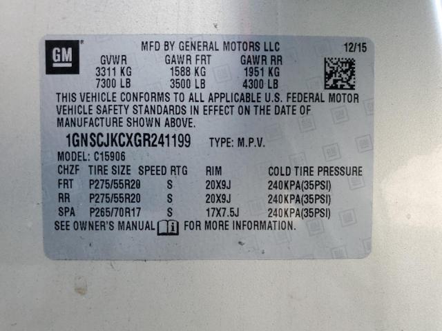 1GNSCJKCXGR241199 - 2016 CHEVROLET SUBURBAN C1500 LTZ GOLD photo 13