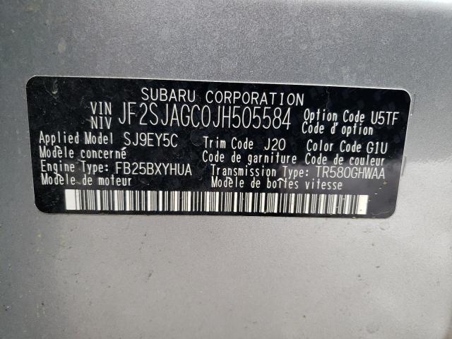 JF2SJAGC0JH505584 - 2018 SUBARU FORESTER 2.5I PREMIUM SILVER photo 13