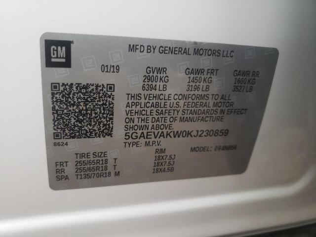 5GAEVAKW0KJ230859 - 2019 BUICK ENCLAVE ESSENCE 白色 照片 13