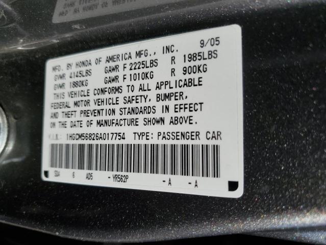 1HGCM56826A017754 - 2006 HONDA ACCORD EX GRAY photo 12