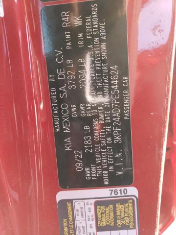 3KPF24AD7PE544624 - 2023 KIA FORTE LX RED photo 12