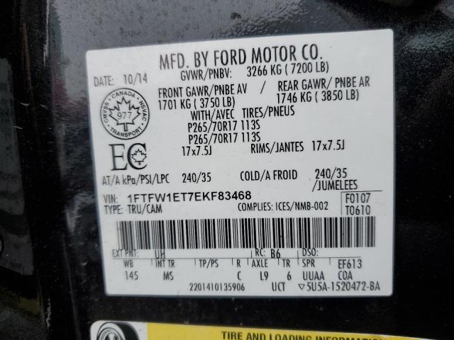 1FTFW1ET7EKF83468 - 2014 FORD F150 SUPERCREW BLACK photo 12