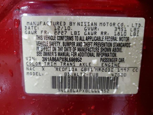 3N1AB6APXBL666952 - 2011 NISSAN SENTRA 2.0 RED photo 13