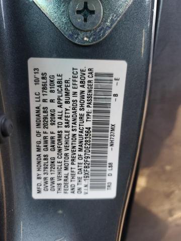 19XFB2F97DE283564 - 2013 HONDA CIVIC EXL გრაფიტი ფოტო 12