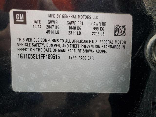 1G11C5SL1FF189515 - 2015 CHEVROLET MALIBU 1LT CHARCOAL photo 12