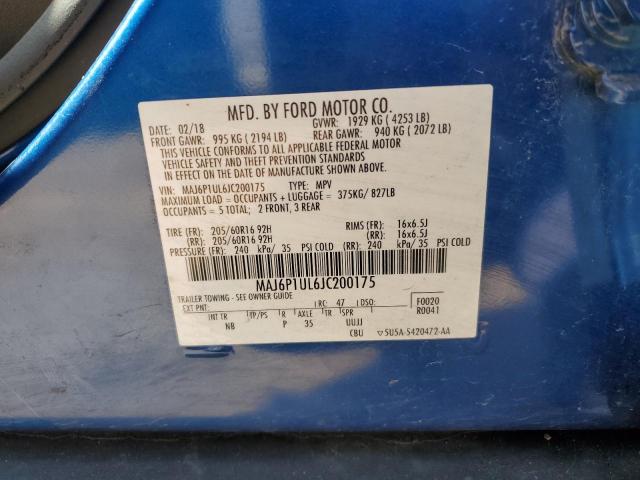 MAJ6P1UL6JC200175 - 2018 FORD ECOSPORT SE 蓝色 照片 14