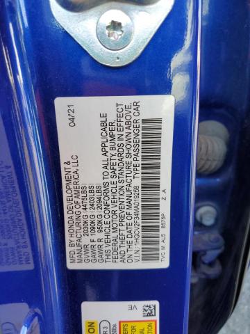 1HGCV2F34MA019258 - 2021 HONDA ACCORD SPORT BLUE photo 13