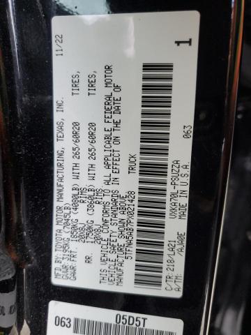 5TFNA5AB7PX021428 - 2023 TOYOTA TUNDRA CREWMAX PLATINUM Schwarz Foto 12