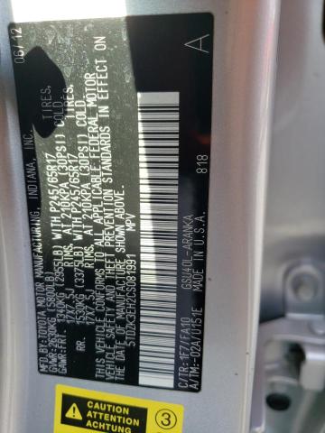 5TDZK3EH2CS081991 - 2012 TOYOTA HIGHLANDER BASE فضي صورة 13