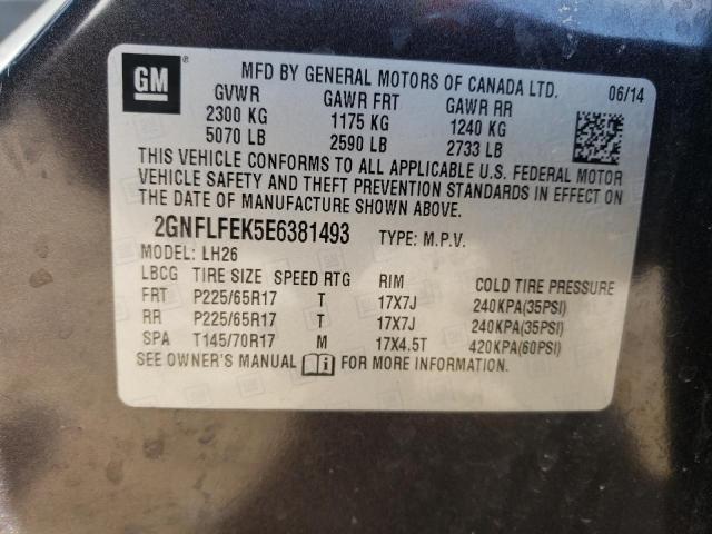 2GNFLFEK5E6381493 - 2014 CHEVROLET EQUINOX LT CHARCOAL photo 12