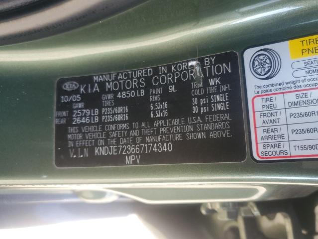 KNDJE723667174340 - 2006 KIA NEW SPORTA GREEN photo 13